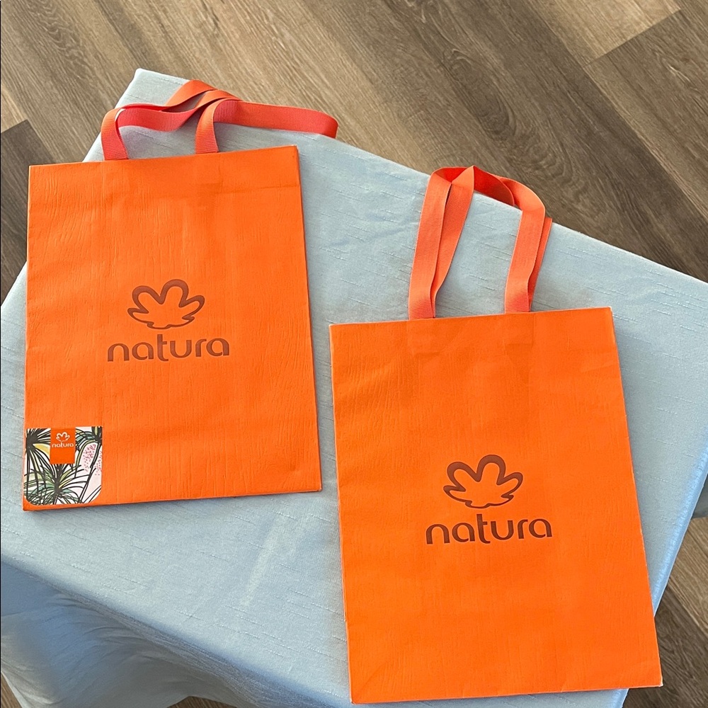 Natura Orange Tote Shopping Paper Bag Set of 2